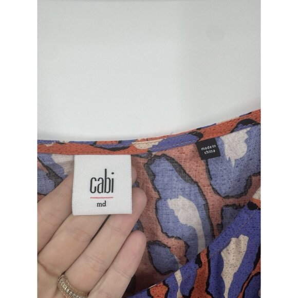 Cabi Isla Cami Animal Printed Top Women M Colorful Retro Button Front Bohemian - Picture 4 of 8
